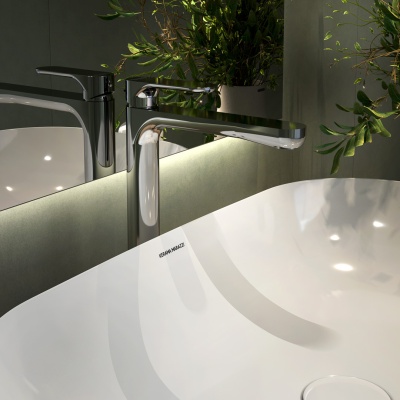 Смеситель для раковины Ole/Оле однорычажный высокий без донного клапана, хром глянец