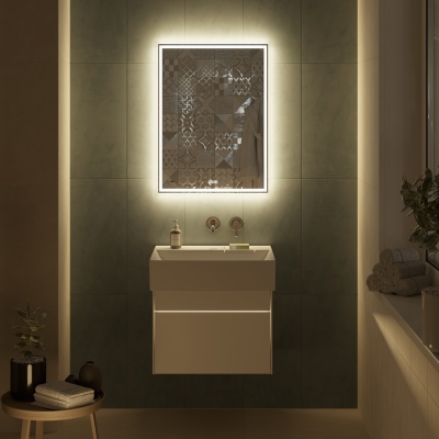 Зеркало Tecno/Текно c LED 60 с подсветкой, с функцией антизапотевание, белое глянцевое Зеркало Tecno/Текно c LED 60 с подсветкой, с функцией антизапотевание, белое глянцевое