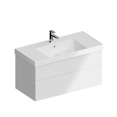 Тумба Cubo/Кубо подвесная с ящиками 100, белая глянцевая Тумба Cubo/Кубо подвесная с ящиками 100, белая глянцевая