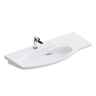 Раковина Riva/Рива мебельная левая с крепежом 100, белая глянцевая Раковина Riva/Рива мебельная левая с крепежом 100, белая глянцевая