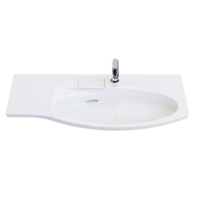 Раковина Riva/Рива мебельная правая с крепежом 100, белая глянцевая Раковина Riva/Рива мебельная правая с крепежом 100, белая глянцевая