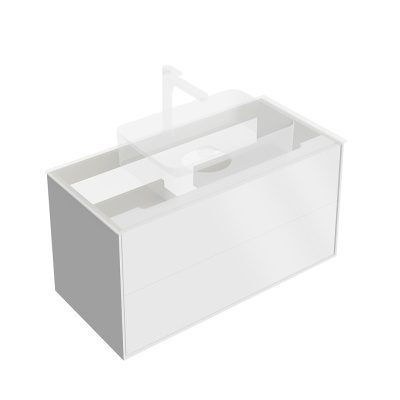 Тумба Plaza Modern/Плаза Модерн подвесная 100, нажимное открывание, 2 ящика, белая матовая