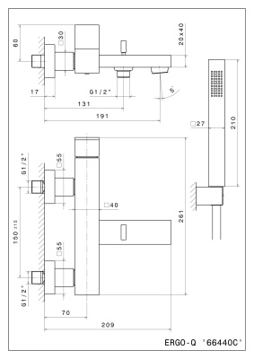 Смеситель для ванны FUTURA настенный с душевой лейкой, матовый черный Смеситель для ванны FUTURA настенный с душевой лейкой, матовый черный
