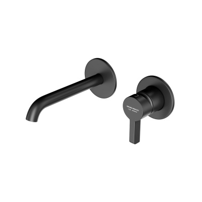 Смеситель для раковины Linea/Линеа однорычажный, настенный c внутр.частью, черный матовый
