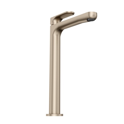 Смеситель для раковины OLE однорычажный высокий без донного клапана, золотой атласный