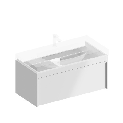 Тумба Modula/Модула подвесная 100 с ящиком 1+1, белая глянцевая