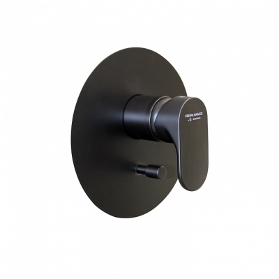 Встроенный однорычажный смеситель Ole/Оле для душа с переключателем на два потока, матовый черный