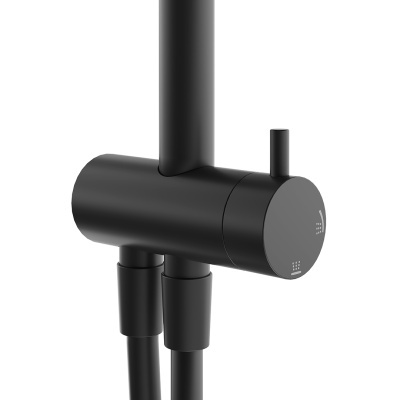 Душевая колонна круглая Fonte/Фонте на 2 потока без смесителя, черный матовый