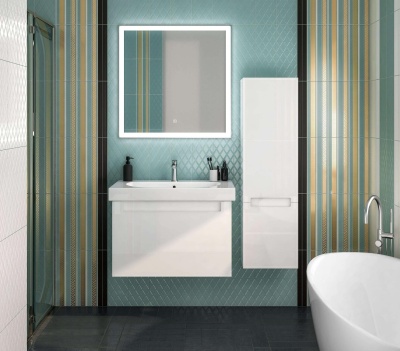 Тумба Buongiorno Plus/Бонджорно Плюс подвесная с ящиками 80, белая глянцевая-дуб Кантри Тумба Buongiorno Plus/Бонджорно Плюс подвесная с ящиками 80, белая глянцевая-дуб Кантри