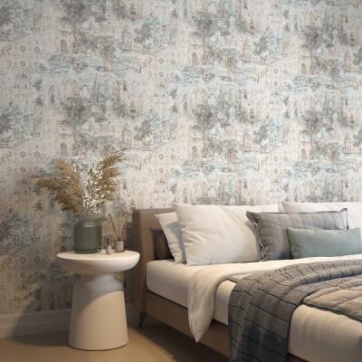 Обои виниловые Впечатление мотив, голубой Обои виниловые Впечатление мотив, голубой