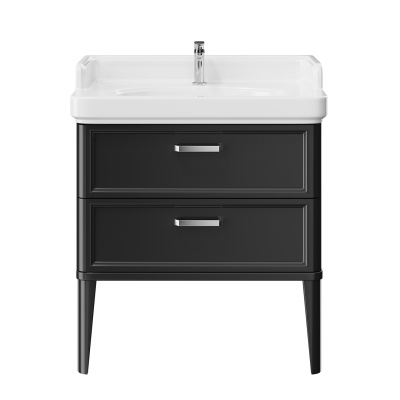 Тумба Pompei/Помпеи напольная с 2 ящиками 80, черная глянцевая