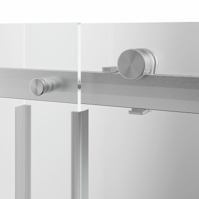 Душевая дверь Cristallo/Кристалло, раздвижная с функцией плавного открывания и закрывания, 120х210, брашированный никель