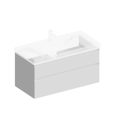 Тумба Cubo/Кубо подвесная с ящиками 100, белая матовая Тумба Cubo/Кубо подвесная с ящиками 100, белая матовая