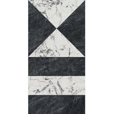 Бьянко Неро белый чёрный лаппатированный обрезной 60x119,5x1,1