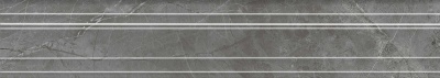 Бордюр Риальто серый тёмный глянцевый обрезной 40x7,3x2,7