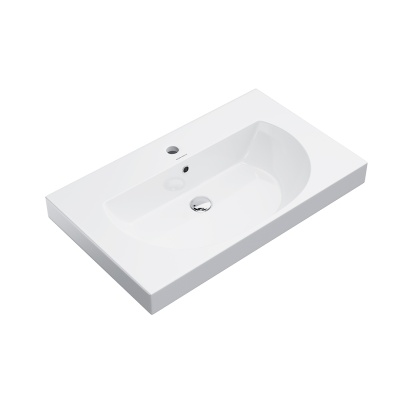 Раковина Buongiorno/Бонджорно подвесная/мебельная 80, белая глянцевая