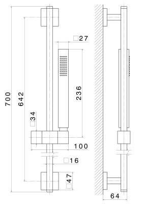 Душевая стойка FUTURA без выхода для подачи воды, матовый черный