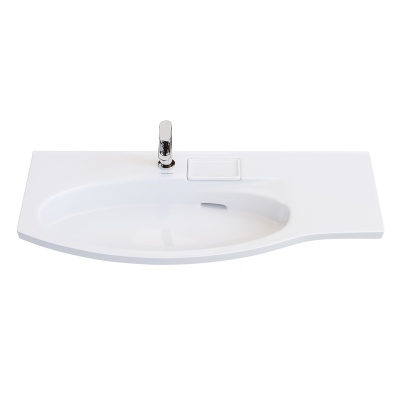 Раковина Riva/Рива мебельная левая с крепежом 100, белая глянцевая Раковина Riva/Рива мебельная левая с крепежом 100, белая глянцевая