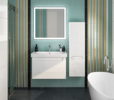 Раковина BUONGIORNO подвесная/мебельная 80, белая глянцевая