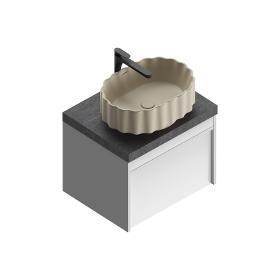 Тумба Modula/Модула подвесная 60 с ящиком 1+1, белая глянцевая