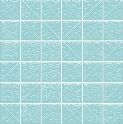 Керамическая плитка мозаичная 30,1x30,1x0,69 Ла-Виллет бирюзовый глянцевый