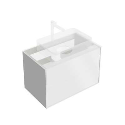 Тумба Plaza Modern/Плаза Модерн подвесная 80, нажимное открывание, 2 ящика, белая матовая