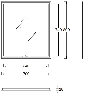 Зеркало MIO прямоугольное с диммером 70, белое Зеркало MIO прямоугольное с диммером 70, белое