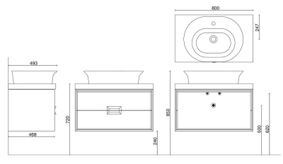 Столешница из керамогранита Арт Вуд 80х48, серая-бежевая (спец. изделие декоративное)