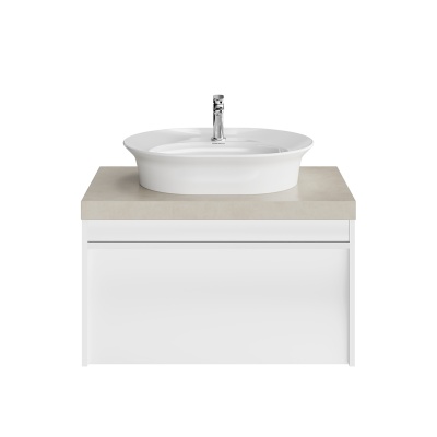 Тумба MODULA подвесная 80 с ящиком 1+1, белая глянцевая