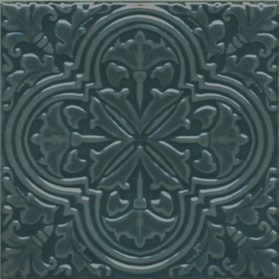 Декор Фес зелёный тёмный глянцевый 15x15x0,77