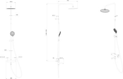 Душевая колонна FONTE на 3 потока с пов.изливом и механическим смесителем, черный матовый Душевая колонна FONTE на 3 потока с пов.изливом и механическим смесителем, черный матовый