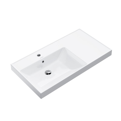 Раковина CUBO левая подвесная/мебельная 90, белая глянцевая