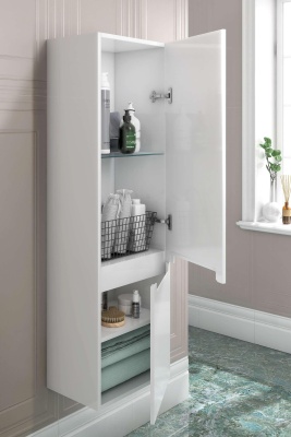 Пенал BUONGIORNO PLUS подвесной 130, белый глянцевый-дуб Кантри