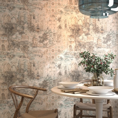 Обои виниловые Впечатление мотив, голубой