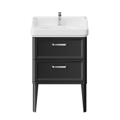 Тумба POMPEI напольная с 2 ящиками 60, черная глянцевая Тумба POMPEI напольная с 2 ящиками 60, черная глянцевая