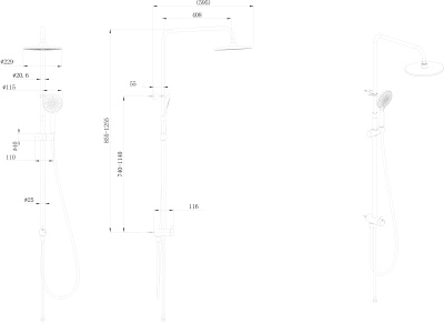 Душевая колонна круглая FONTE на 2 потока без смесителя, хром Душевая колонна круглая FONTE на 2 потока без смесителя, хром