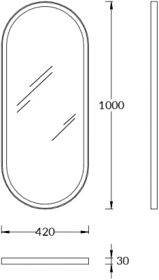 Зеркало CONO овальное 42 с подсветкой, черное матовое Зеркало CONO овальное 42 с подсветкой, черное матовое