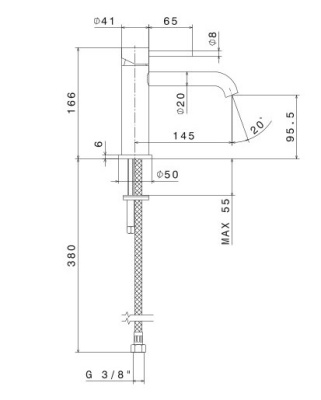 Смеситель для раковины ETERNA без донного клапана, нержавеющая сталь Смеситель для раковины ETERNA без донного клапана, нержавеющая сталь