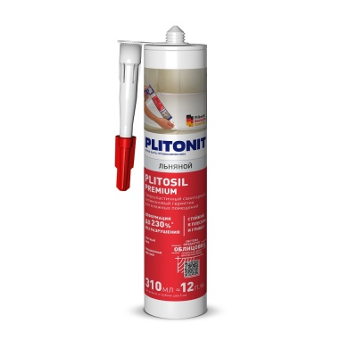 PLITONIT PlitoSil Premium сверхэластичный силиконовый герметик для влажных помещений (льняной) - 310 мл