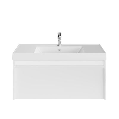 Тумба MODULA подвесная 100 с ящиком 1+1, белая глянцевая