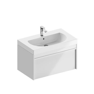 Тумба MODULA подвесная 80 с ящиком 1+1, белая глянцевая