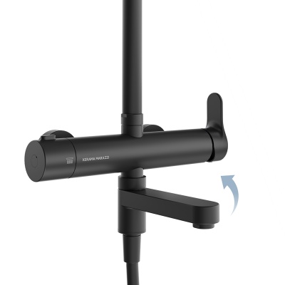 Душевая колонна FONTE на 3 потока с пов.изливом и механическим смесителем, черный матовый Душевая колонна FONTE на 3 потока с пов.изливом и механическим смесителем, черный матовый