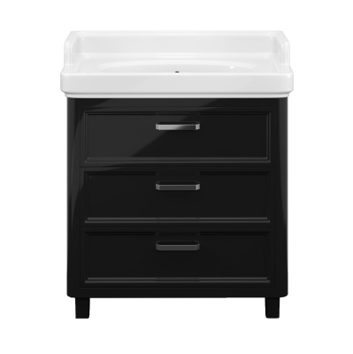 Тумба POMPEI напольная с ящиками 80, черная глянцевая Тумба POMPEI напольная с ящиками 80, черная глянцевая