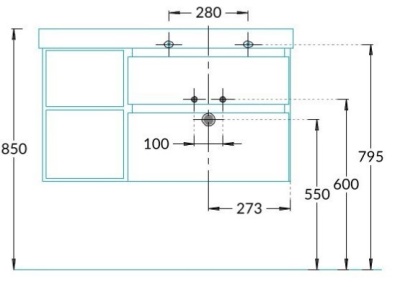 Тумба CUBO правая подвесная с ящиками 90, белая матовая- структ.орех