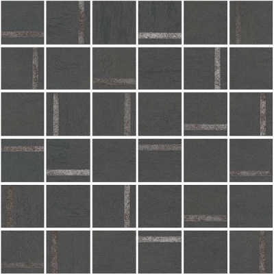 Декор Гварди 2 мозаичный антрацит матовый обрезной 30x30x0,9