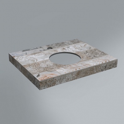 Столешница из керамогранита Арт Вуд 60х48, серая-бежевая (спец. изделие декоративное)