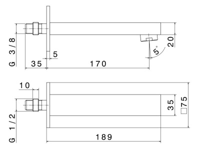Настенный излив FUTURA, матовый черный Настенный излив FUTURA, матовый черный