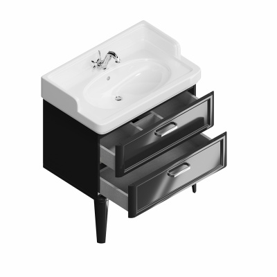 Тумба POMPEI напольная с ящиками 80, черная глянцевая Тумба POMPEI напольная с ящиками 80, черная глянцевая