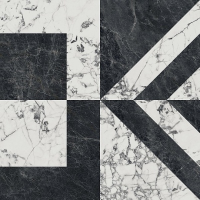 Бьянко Неро белый чёрный лаппатированный обрезной 119,5x119,5x1,1