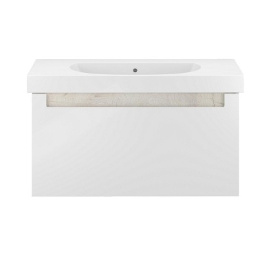 Тумба BUONGIORNO PLUS подвесная с ящиками 100, белая глянцевая-дуб Кантри Тумба BUONGIORNO PLUS подвесная с ящиками 100, белая глянцевая-дуб Кантри